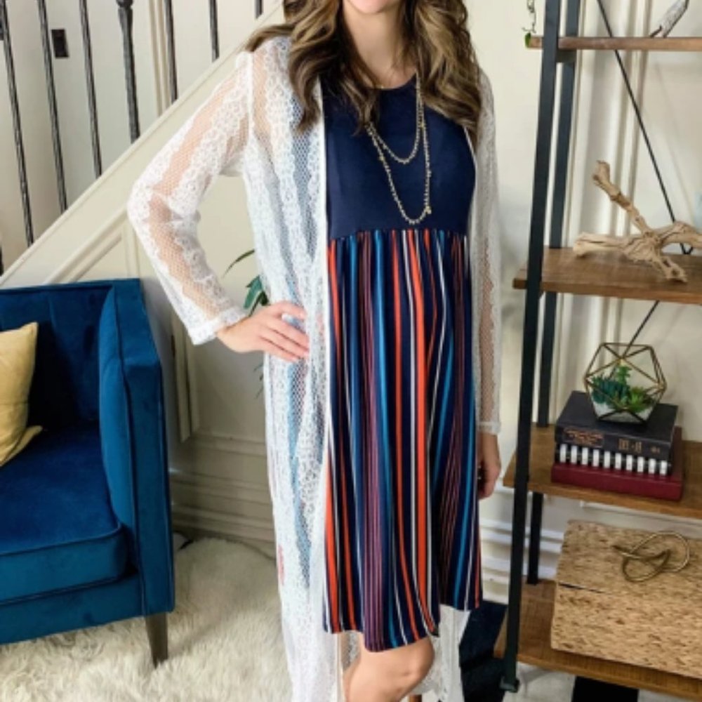 Ivory Sheer Lace Duster Cardigan